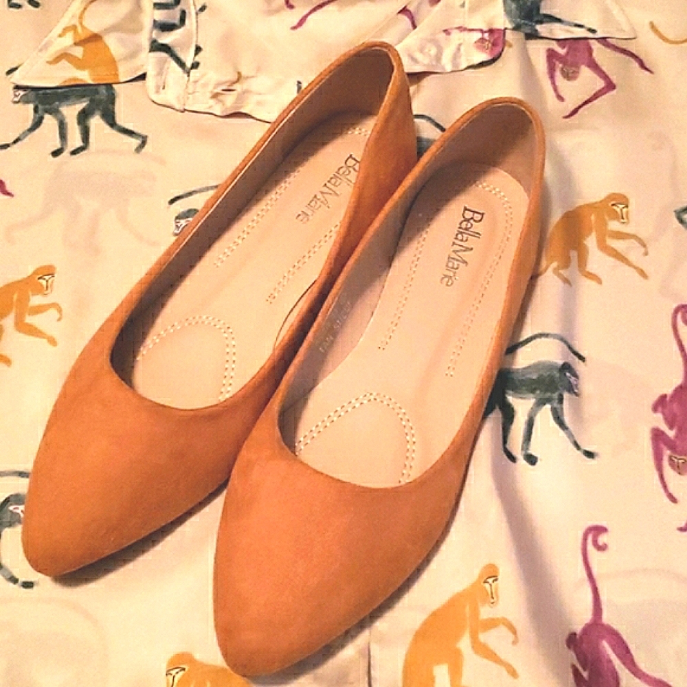 Suede Bella Marie Women's Ballet Flat Almond Toe Shoes Women's 8.5
